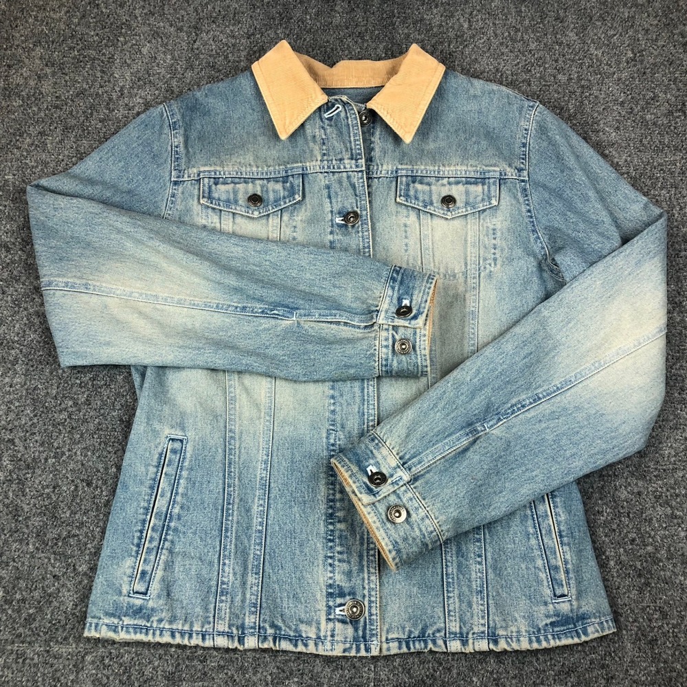 Lauren Ralph Lauren Light Blue Denim Jacket with Tan Corduroy Collar